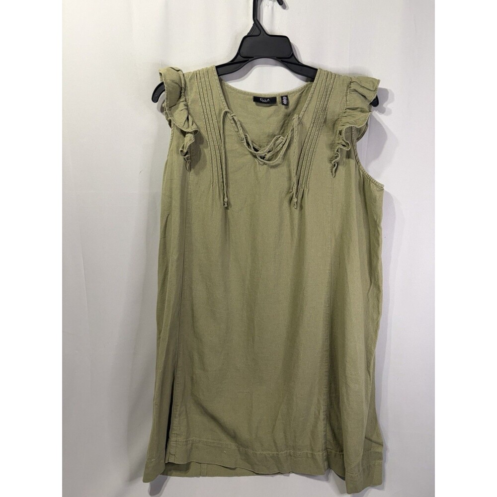 Ella Casual Cotton Green Sleeveless Sun Dress XL